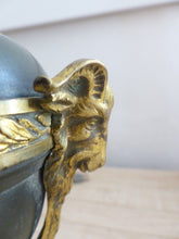 Load image into Gallery viewer, Tripod Antique Table Desk Lamp Gilded Bronze Ram Goat mask Tole 19TH Louis XVI