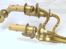 Load image into Gallery viewer, Gorgeous PAIR Antique Gilded Bronze Triple Wall light Sconce 1920 Louis XVI