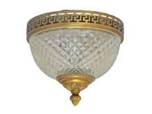 Load image into Gallery viewer, Gorgeous Vintage French Empire Ceiling D: 7.5" Gilded Bronze & Glass 1950s