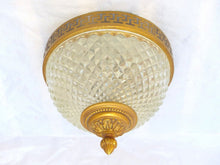 Load image into Gallery viewer, Gorgeous Vintage French Empire Ceiling D: 7.5" Gilded Bronze & Glass 1950s