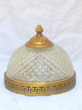 Load image into Gallery viewer, Gorgeous Vintage French Empire Ceiling D: 7.5" Gilded Bronze & Glass 1950s
