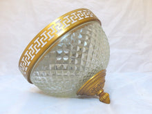 Load image into Gallery viewer, Gorgeous Vintage French Empire Ceiling D: 7.5" Gilded Bronze & Glass 1950s