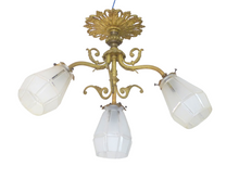 Load image into Gallery viewer, Gorgeous Ceiling French Gilded Bronze Louis XVI Chandelier 4 fires Shades 19TH