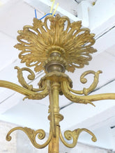 Load image into Gallery viewer, Gorgeous Ceiling French Gilded Bronze Louis XVI Chandelier 4 fires Shades 19TH