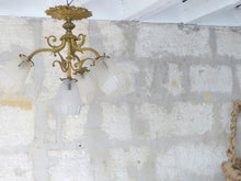 Load image into Gallery viewer, Gorgeous Ceiling French Gilded Bronze Louis XVI Chandelier 4 fires Shades 19TH