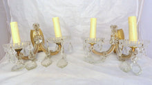 Load image into Gallery viewer, Vintage Venetian PAIR Wall Light Glass Drop Cup Beads Prims 1960 RARE Sconce