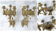 Load image into Gallery viewer, Antique French Sanctuary Church Bronze Pair Wall Light Religious 19TH Rare Crown