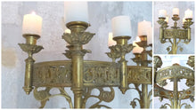 Load image into Gallery viewer, Antique French Sanctuary Church Bronze Pair Wall Light Religious 19TH Rare Crown