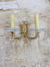 Load image into Gallery viewer, Vintage Venetian PAIR Wall Light Glass Drop Cup Beads Prims 1960 RARE Sconce