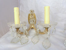 Load image into Gallery viewer, Vintage Venetian PAIR Wall Light Glass Drop Cup Beads Prims 1960 RARE Sconce