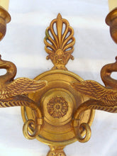 Load image into Gallery viewer, ANTIQUE PAIR French Empire Wall Light Sconce RARE 2 Light Swans Bronze 1930

