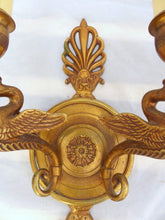 Load image into Gallery viewer, ANTIQUE PAIR French Empire Wall Light Sconce RARE 2 Light Swans Bronze 1930