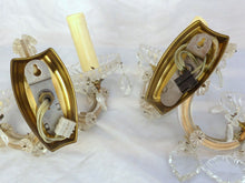 Load image into Gallery viewer, Vintage Venetian PAIR Wall Light Glass Drop Cup Beads Prims 1960 RARE Sconce