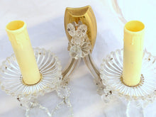 Load image into Gallery viewer, Vintage Venetian PAIR Wall Light Glass Drop Cup Beads Prims 1960 RARE Sconce