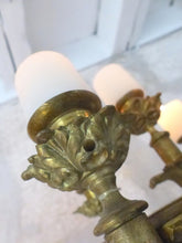 Load image into Gallery viewer, Antique French Sanctuary Church Bronze Pair Wall Light Religious 19TH Rare Crown