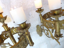 Load image into Gallery viewer, Antique French Sanctuary Church Bronze Pair Wall Light Religious 19TH Rare Crown