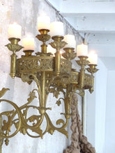 Load image into Gallery viewer, Antique French Sanctuary Church Bronze Pair Wall Light Religious 19TH Rare Crown