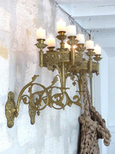 Load image into Gallery viewer, Antique French Sanctuary Church Bronze Pair Wall Light Religious 19TH Rare Crown