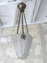 Load image into Gallery viewer, Antique French ART DECO Ceiling Suspension Chandelier 1930 Signed Muller Freres