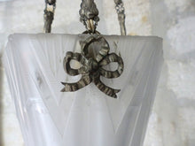 Load image into Gallery viewer, Antique French ART DECO Ceiling Suspension Chandelier 1930 Signed Muller Freres
