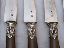 Load image into Gallery viewer, 19TH Antique French Horn Handled 45pc Table Fruits Knife Serving Set Silver Box