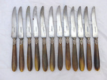 Load image into Gallery viewer, 19TH Antique French Horn Handled 45pc Table Fruits Knife Serving Set Silver Box