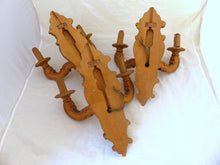Load image into Gallery viewer, Vintage Set 3x French Carved Wood Shell Rococo Wall Light Sconce Louis XV Rare