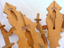Load image into Gallery viewer, Vintage Set 3x French Carved Wood Shell Rococo Wall Light Sconce Louis XV Rare