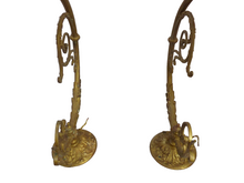 Load image into Gallery viewer, XL Large Antique PAIR French Gilded Bronze Wall Light Sconce 2x Rare Shades

