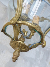 Load image into Gallery viewer, Charming Vintage French Hall Lantern Chandelier Ceiling Gilded Bronze Curved
