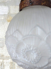 Load image into Gallery viewer, XL Antique French ART DECO Ceiling Suspension Chandelier Iron Mount 1930 Ball