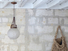 Load image into Gallery viewer, XL Antique French ART DECO Ceiling Suspension Chandelier Iron Mount 1930 Ball