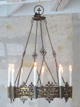 Load image into Gallery viewer, Antique French Sanctuary Church Crown Chandelier Ceiling Religious 19TH Gothic