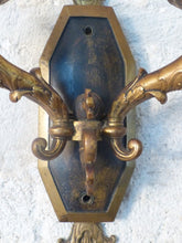 Load image into Gallery viewer, Antique PAIR French Empire Wall Light Sconce 2 Lights Torch Gilded Bronze 19TH
