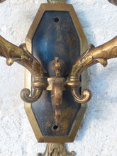 Load image into Gallery viewer, Antique PAIR French Empire Wall Light Sconce 2 Lights Torch Gilded Bronze 19TH
