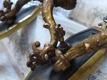 Load image into Gallery viewer, Antique PAIR French Empire Wall Light Sconce 2 Lights Torch Gilded Bronze 19TH