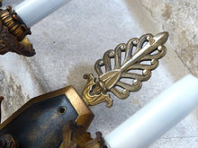 Load image into Gallery viewer, Antique PAIR French Empire Wall Light Sconce 2 Lights Torch Gilded Bronze 19TH