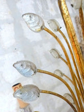 Load image into Gallery viewer, BANCI Firenze Gorgeous Mid-Century Gilt Iron Floral Chandelier Crystal 5 Fires