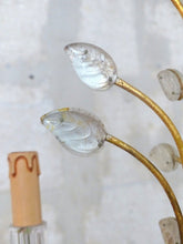 Load image into Gallery viewer, BANCI Firenze Gorgeous Mid-Century Gilt Iron Floral Chandelier Crystal 5 Fires