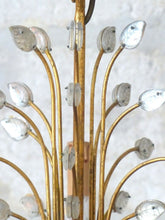 Load image into Gallery viewer, BANCI Firenze Gorgeous Mid-Century Gilt Iron Floral Chandelier Crystal 5 Fires