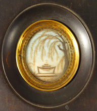 Load image into Gallery viewer, Miniature Travail cheveux paysage Temple Croix cadre bois Restauration XIXème