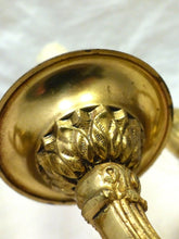 Load image into Gallery viewer, Vintage PAIR French Empire Wall Light Sconce 2 Lights Torch Gilded Bronze 1950