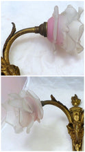 Load image into Gallery viewer, Antique PAIR French Gilded Bronze RAM Deco Wall Light Sconce LouisXVI Pink Shade
