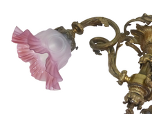 Load image into Gallery viewer, 19TH Charming French Gilded Bronze Louis XV Rococo Chandelier 3 fires Shades