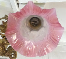 Load image into Gallery viewer, 19TH Charming French Gilded Bronze Louis XV Rococo Chandelier 3 fires Shades