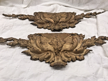 Load image into Gallery viewer, PAIR 19TH Antique French Gilded Bronze Shell Pediment 16&quot; Hardware Salvage 209
