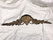 Load image into Gallery viewer, 1920 Antique French Gilded Bronze Shell Roses Pediment 17" Hardware Salvage 203