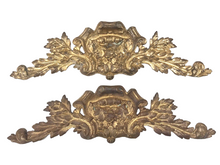 Load image into Gallery viewer, PAIR 19TH Antique French Gilded Bronze Shell Pediment 17&quot; Hardware Salvage 208
