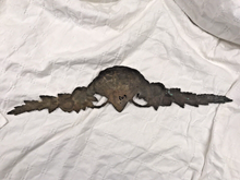 Load image into Gallery viewer, 1920 Antique French Gilded Bronze Shell Roses Pediment 17" Hardware Salvage 203