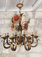 Load image into Gallery viewer, PAIR Large Chandelier Ceiling 70's Sunflower Hollywood Regency Mid Century KOGL